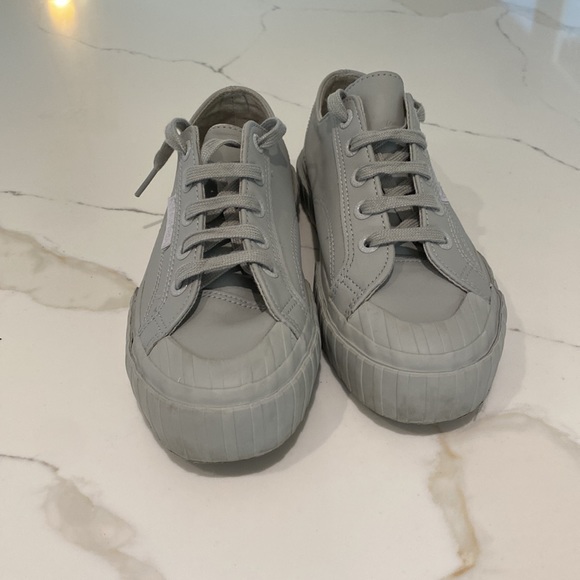 Anthropologie Superga Womens Cownappau Sneakers size 6 EU37 grey leather - Picture 6 of 9